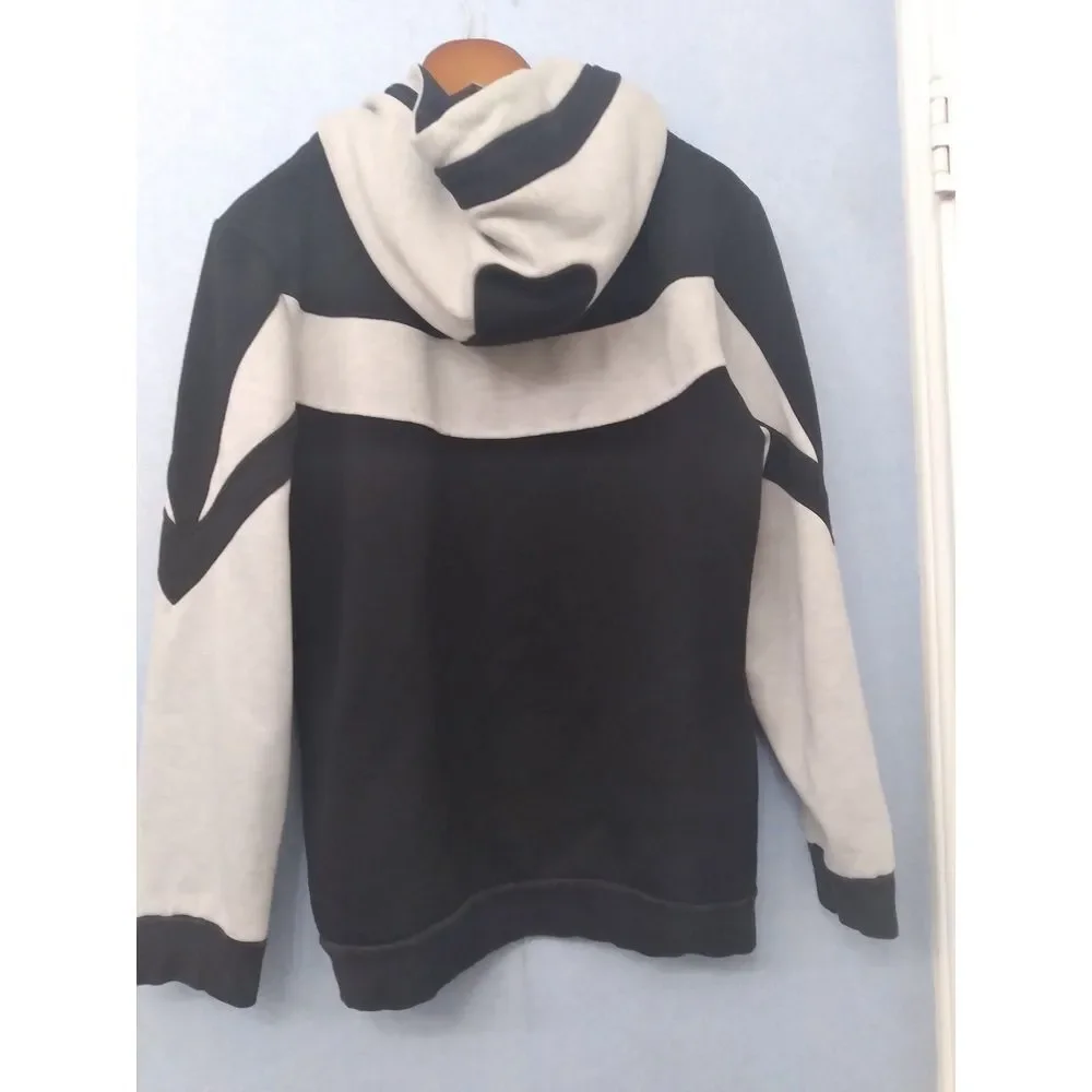 Retro Style Two-Tone Graphic Hoodie Black &‎ Grey Athletic Sweatshirt Pullover